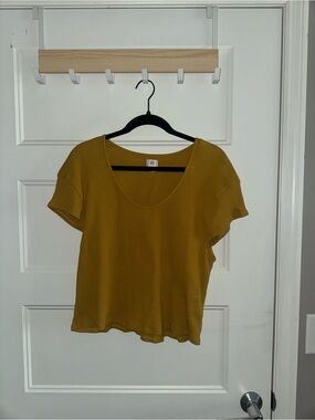 BDG Mustard Waffle Scoop Neck Short Sleeve Tee